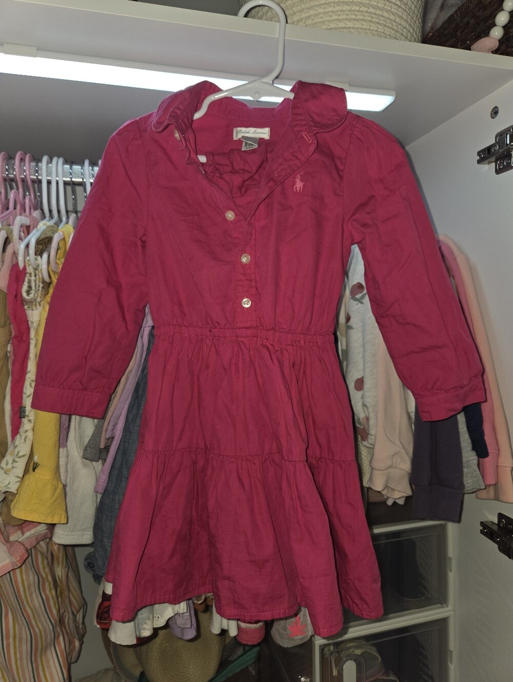 Ralph Lauren Pink Tiered Button-Front Dress